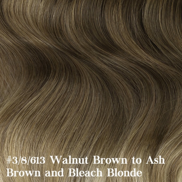 Clip in Hair Extensions Walnut Brown to Ash Brown and Bleach Blonde 18 Inches - Picture 4 of 4